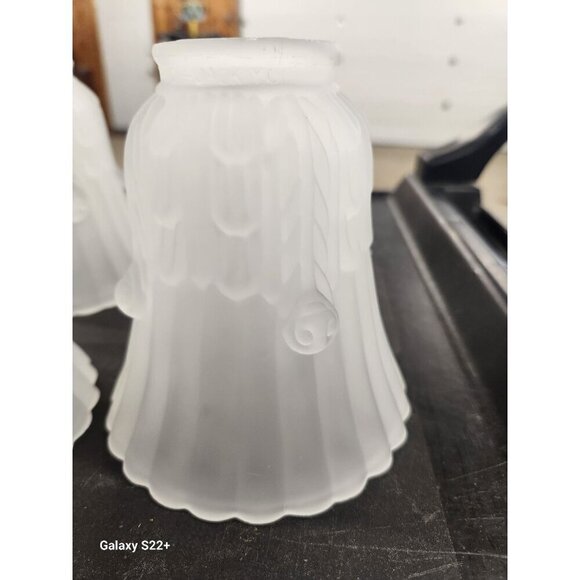 Lamp Bulb Cover, vintage frosted glass ruffled lamp shade replacement light shad - Picture 8 of 12